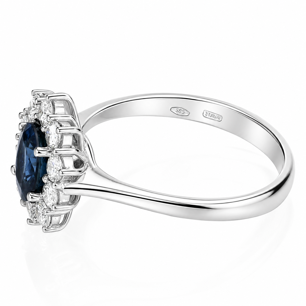Anello - 18 carati Oro bianco - 1.90ct. tw. Zaffiro - Diamante - Handmade - Made in Italy