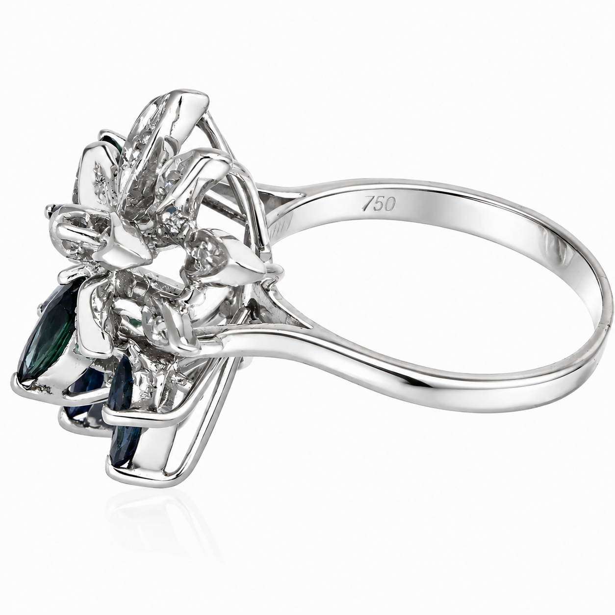 Anello - 18 carati Oro bianco - 2.08ct. tw. Zaffiro - Diamante - Handmade - Made in Italy