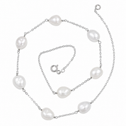 Collana - 18 carati Oro bianco Perla - Made in Italy - Handmade