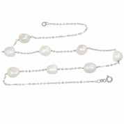 Collana - 18 carati Oro bianco Perla - Made in Italy - Handmade