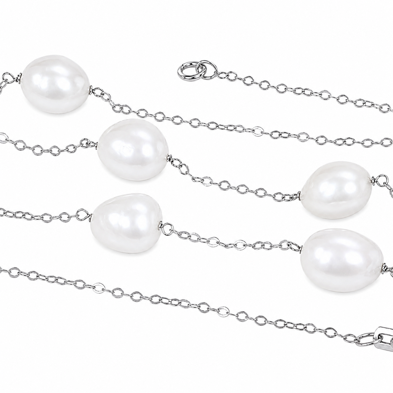 Collana - 18 carati Oro bianco Perla - Made in Italy - Handmade