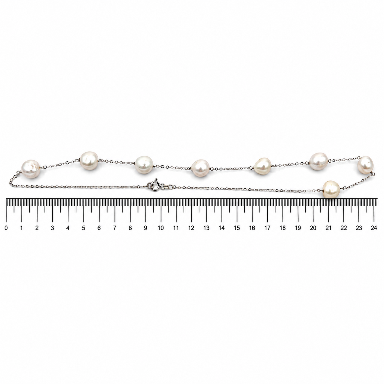 Collana - 18 carati Oro bianco Perla - Made in Italy - Handmade