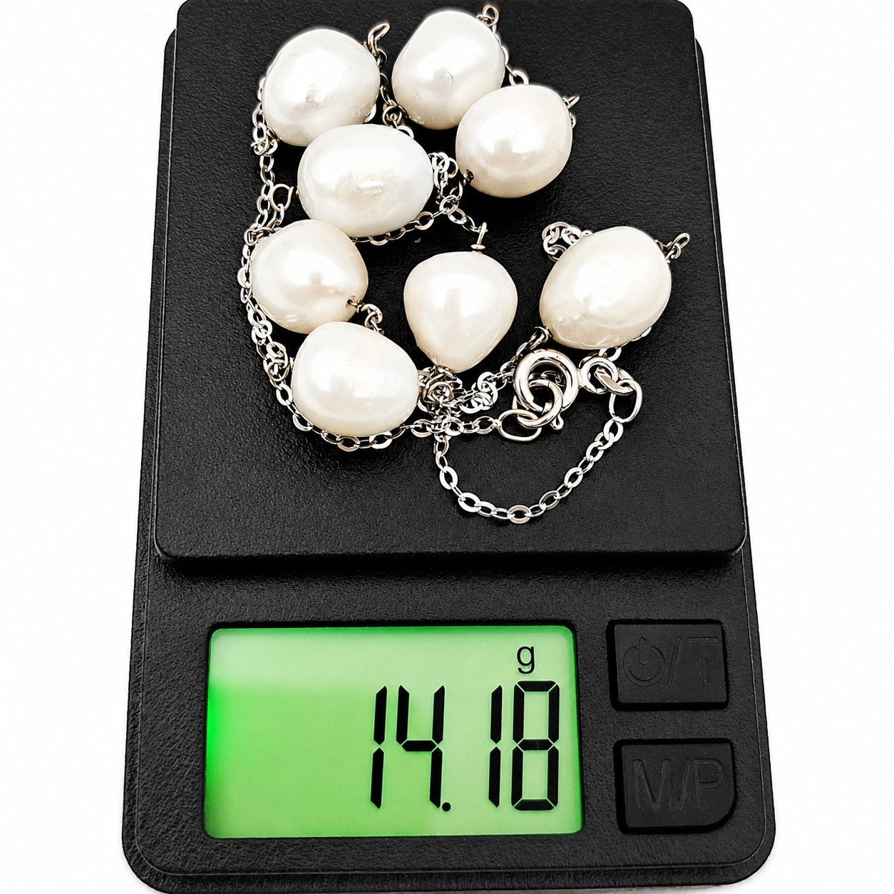 Collana - 18 carati Oro bianco Perla - Made in Italy - Handmade