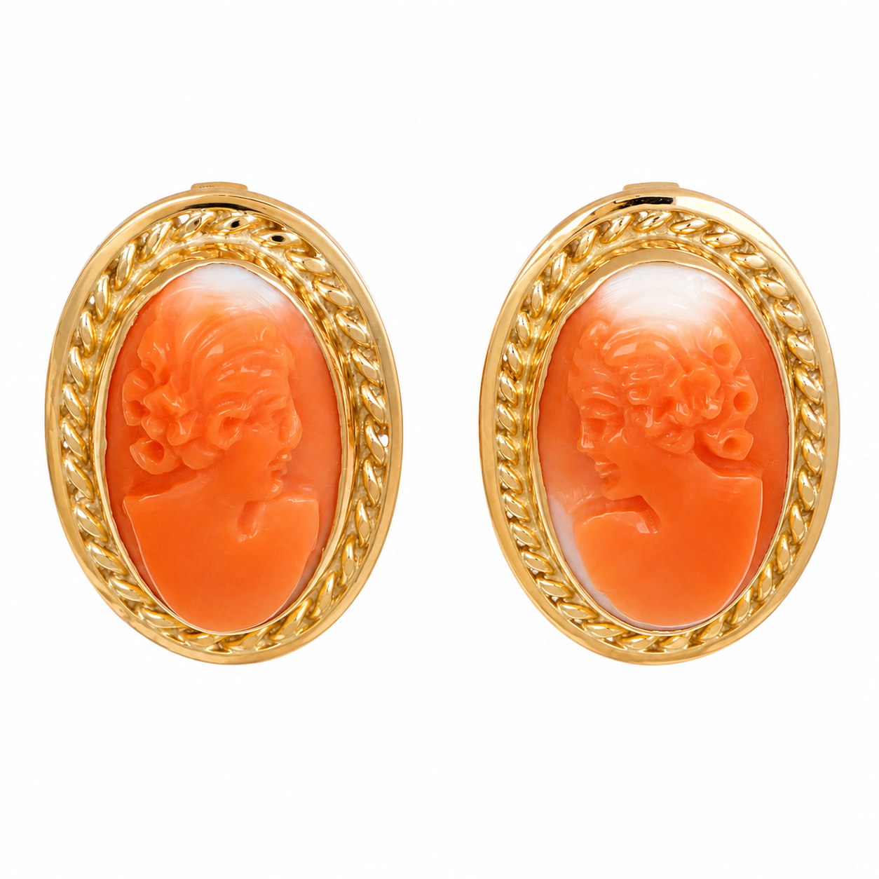 Orecchini - 18 carati Oro giallo Corallo - Made in Italy - Handmade