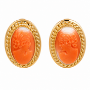 Orecchini - 18 carati Oro giallo Corallo - Made in Italy - Handmade