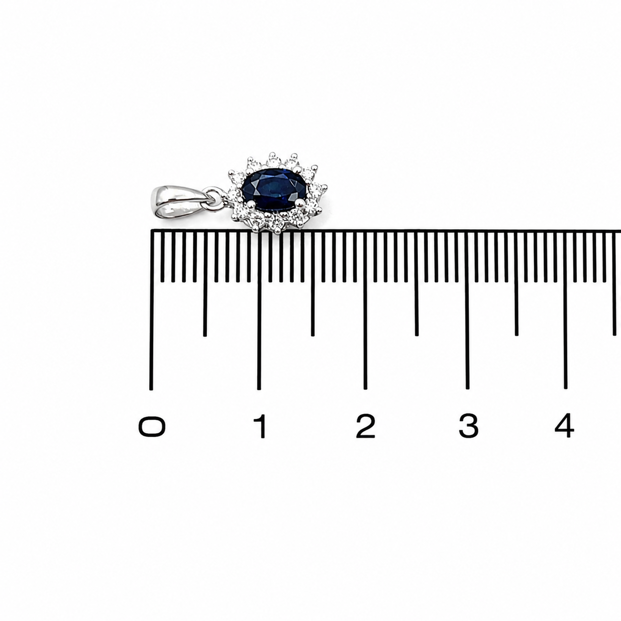 Ciondolo - 18 carati Oro bianco - 0.68ct. tw. Zaffiro - Diamante