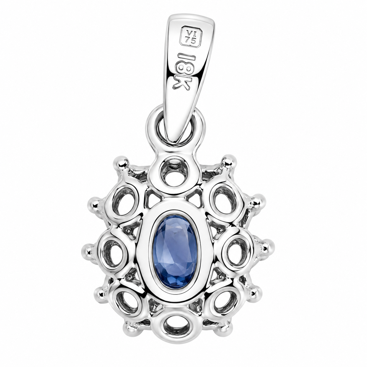 Ciondolo - 18 carati Oro bianco - 0.68ct. tw. Zaffiro - Diamante