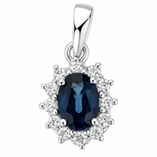 Ciondolo - 18 carati Oro bianco - 0.68ct. tw. Zaffiro - Diamante