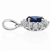 Ciondolo - 18 carati Oro bianco - 0.68ct. tw. Zaffiro - Diamante