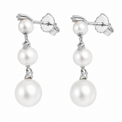 Orecchini - 18 carati Oro bianco - 0.06ct. tw. Diamante (Naturale) - Perla