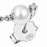 Orecchini - 18 carati Oro bianco - 0.06ct. tw. Diamante (Naturale) - Perla