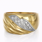 Anello - 18 carati Oro bianco, Oro giallo - 0.08ct. tw. Diamante (Naturale)