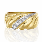 Anello - 18 carati Oro bianco, Oro giallo - 0.10ct. tw. Diamante (Naturale)
