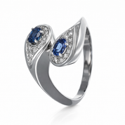 Anello - 18 carati Oro bianco - 0.45ct. tw. Zaffiro - Diamante