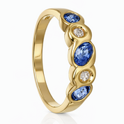 Anello - 18 carati Oro giallo - 0.47ct. tw. Zaffiro - Diamante