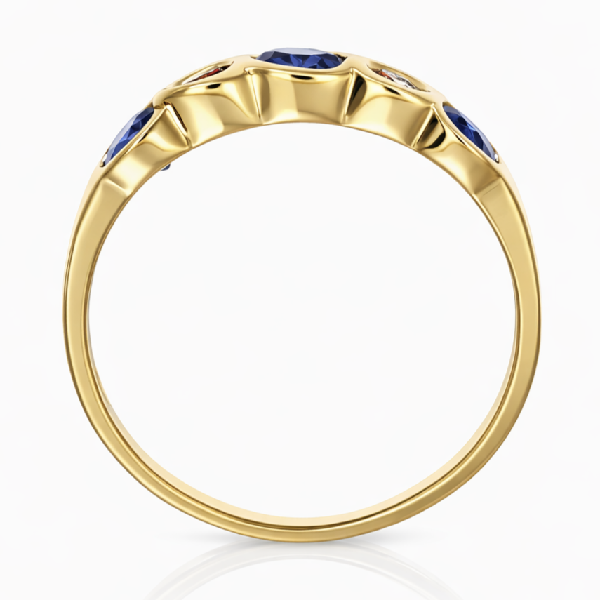 Anello - 18 carati Oro giallo - 0.47ct. tw. Zaffiro - Diamante