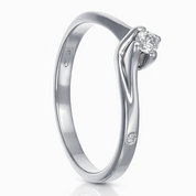 Anello - 18 carati Oro bianco - 0.08ct. tw. Diamante (Naturale)