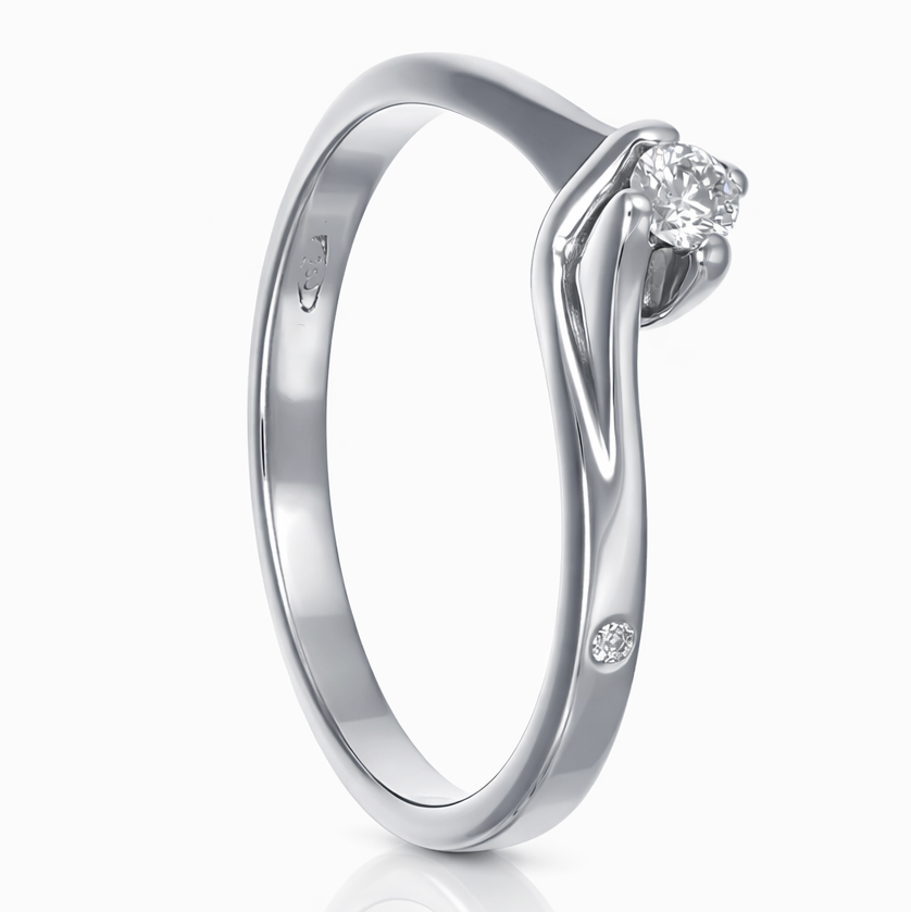 Anello - 18 carati Oro bianco - 0.08ct. tw. Diamante (Naturale)