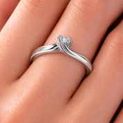 Anello - 18 carati Oro bianco - 0.08ct. tw. Diamante (Naturale)