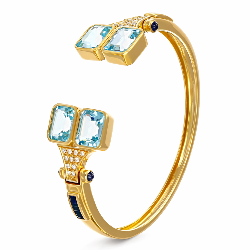 Bracciale - 18 carati Oro giallo, Diamanti 0.33 Ct - Topazi 8.60 Ct -Zaffiri 0.66 Ct - 9.59ct. tw.