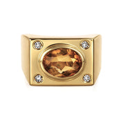 Anello - 18 carati Oro giallo - 1.63ct. tw. Topazio - Diamante