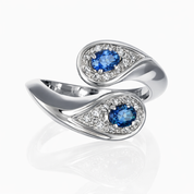 Anello - 18 carati Oro bianco - 0.45ct. tw. Zaffiro - Diamante