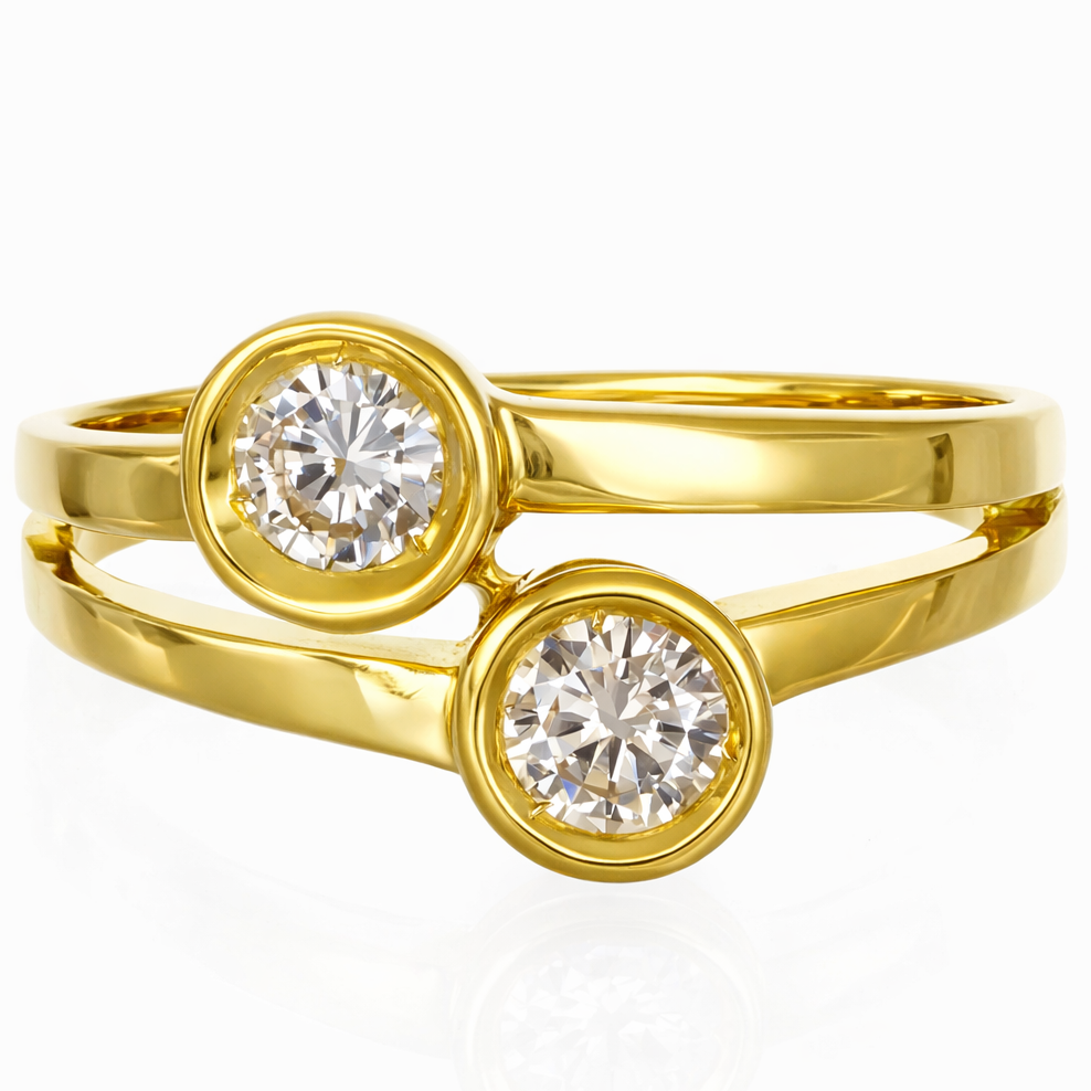 Anello - 18 carati Oro giallo - 0.44ct. tw. Diamante (Naturale)