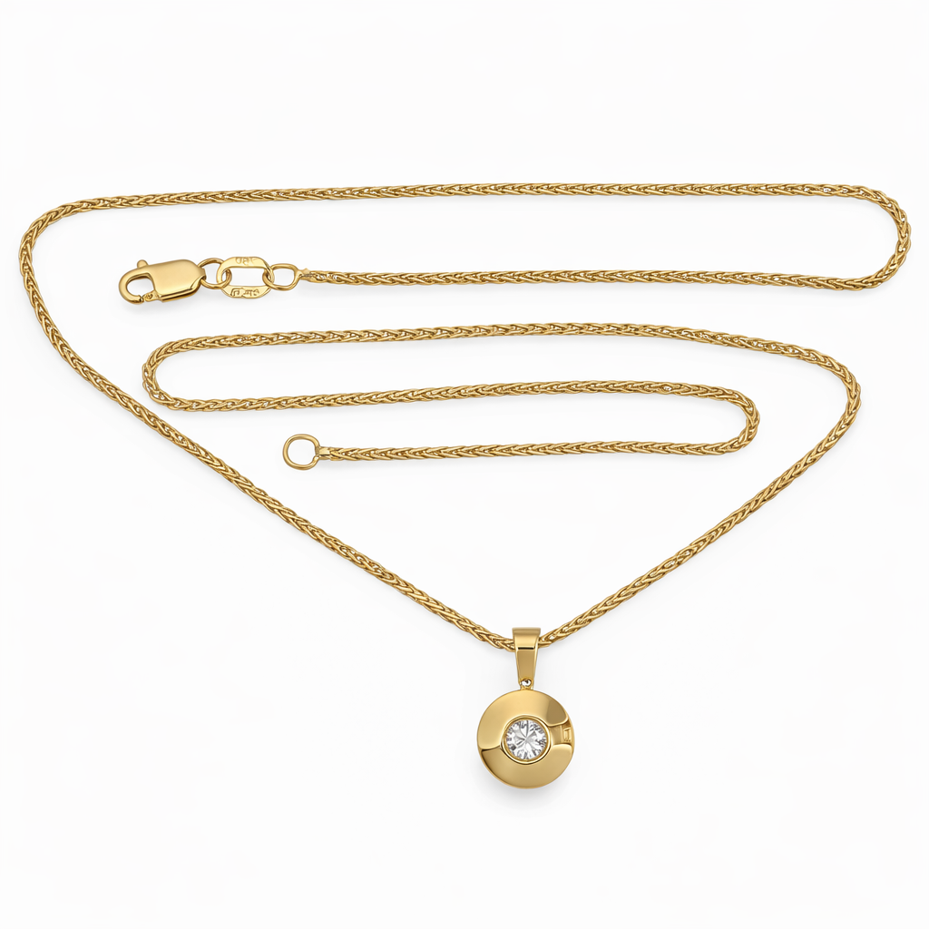 Collana con ciondolo - 18 carati Oro giallo - 0.12ct. tw. Diamante (Naturale)