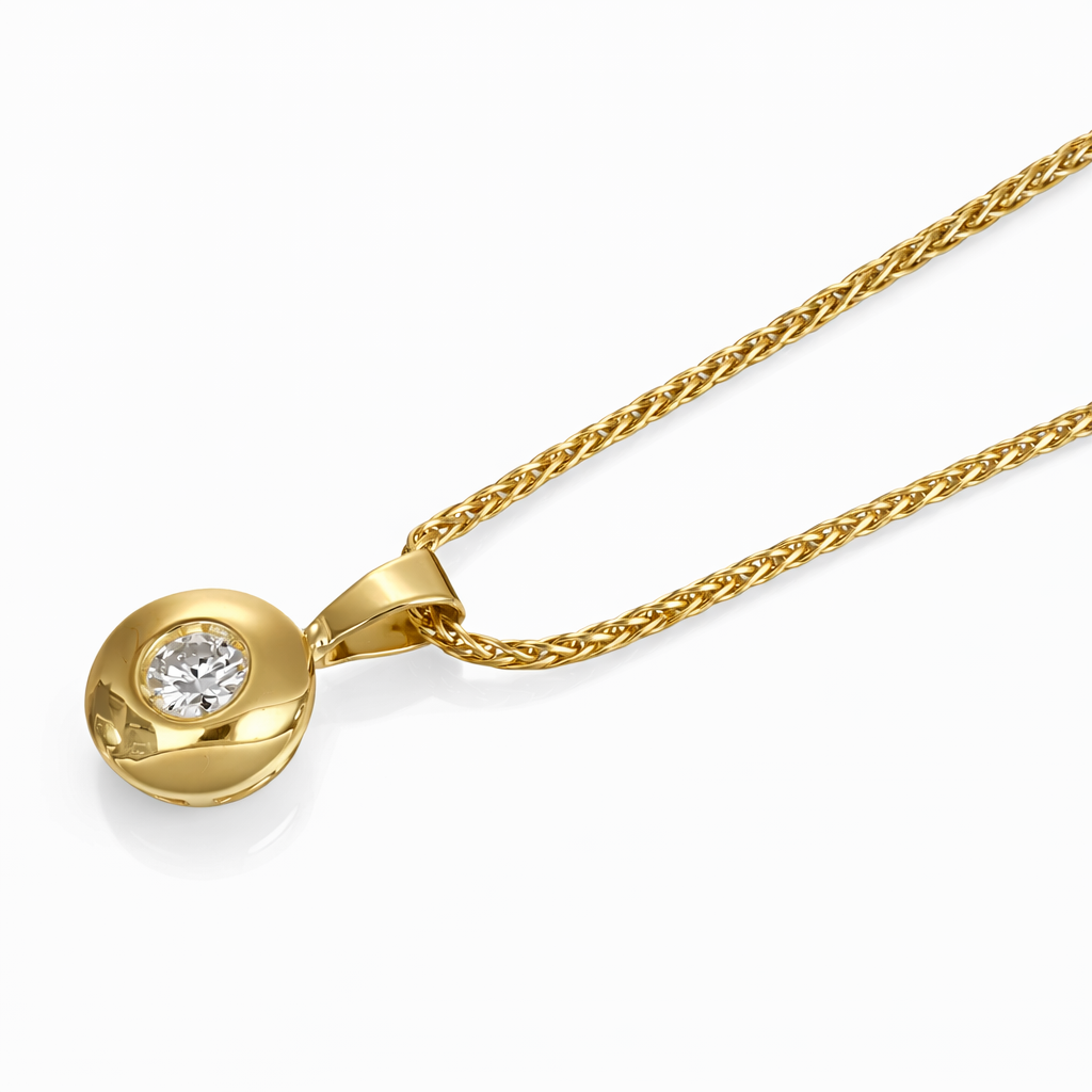 Collana con ciondolo - 18 carati Oro giallo - 0.12ct. tw. Diamante (Naturale)
