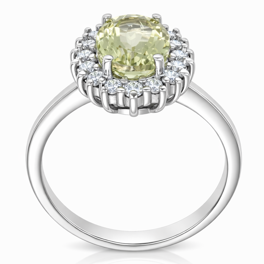 Anello - 18 carati Oro bianco - 2.59ct. tw. Tormalina - Diamante