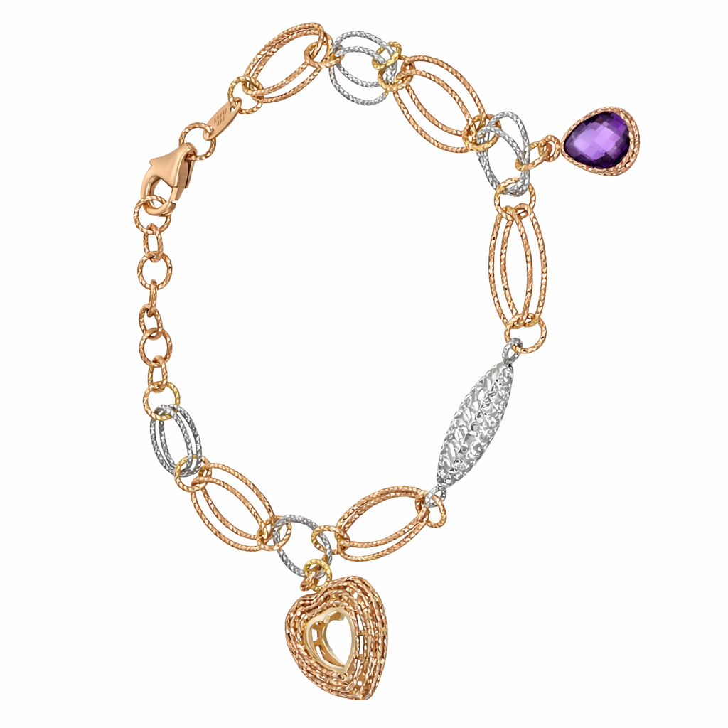 Bracciale - 18 carati Oro giallo, Oro bianco - 0.90ct. tw. Ametista
