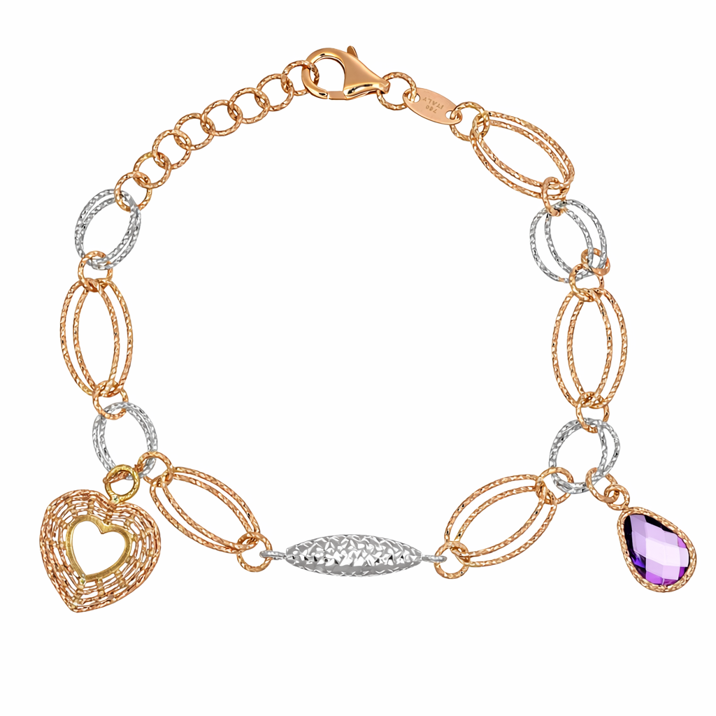 Bracciale - 18 carati Oro giallo, Oro bianco - 0.90ct. tw. Ametista