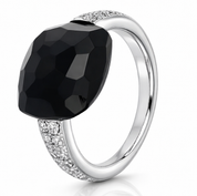 Anello - 18 carati Oro bianco - 7.82ct. tw. Onice - Diamante