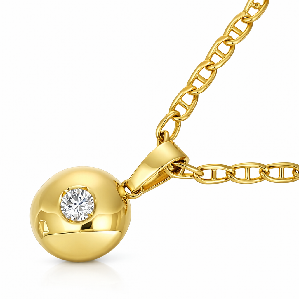Collana con ciondolo - 18 carati Oro giallo - 0.14ct. tw. Diamante (Naturale)