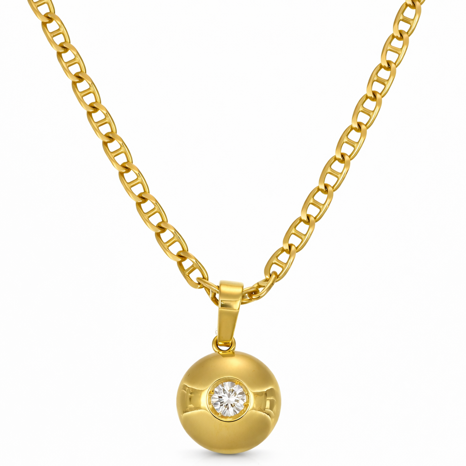Collana con ciondolo - 18 carati Oro giallo - 0.14ct. tw. Diamante (Naturale)