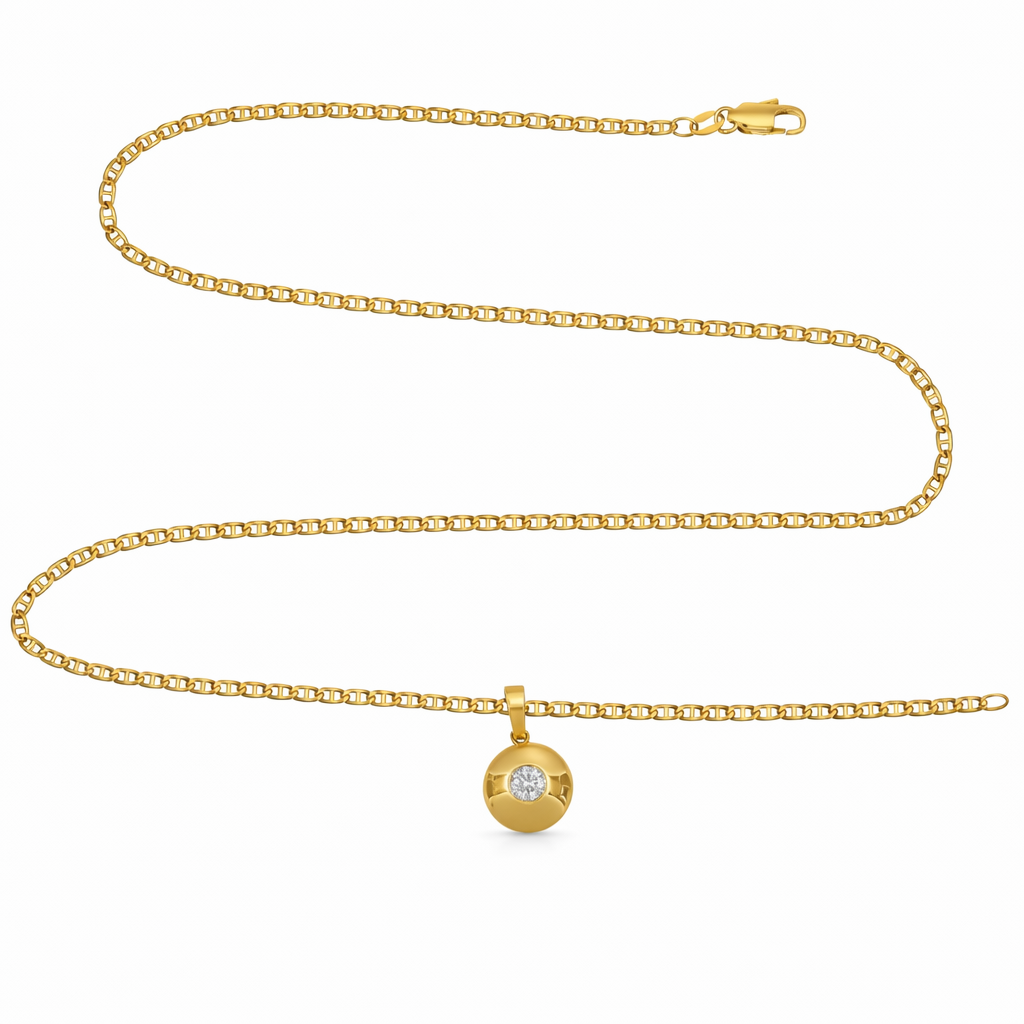 Collana con ciondolo - 18 carati Oro giallo - 0.14ct. tw. Diamante (Naturale)