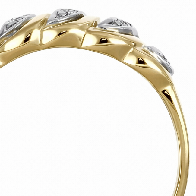 Anello in Oro Giallo , Oro Bianco 18 carati con n 11 Diamanti da 0.01 Ct tot 0.11