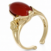 Anello da donna in oro giallo 18 carati con corallo rosso
