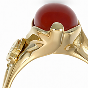 Anello da donna in oro giallo 18 carati con corallo rosso