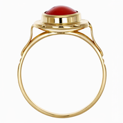 Anello da donna in oro giallo 18 carati con corallo centrale di forma ovale