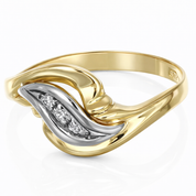 Anello in Oro Giallo e Oro Bianco,  18 carati con n 3 Diamanti da 0.01 tot 0.03 ct