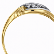 Anello in Oro Giallo e Oro Bianco,  18 carati con n 3 Diamanti da 0.01 tot 0.03 ct