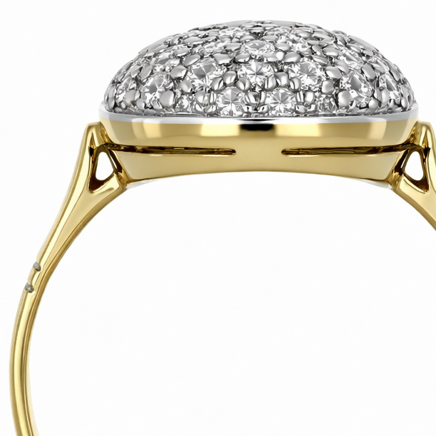 Anello - Oro giallo e argento - Diamanti