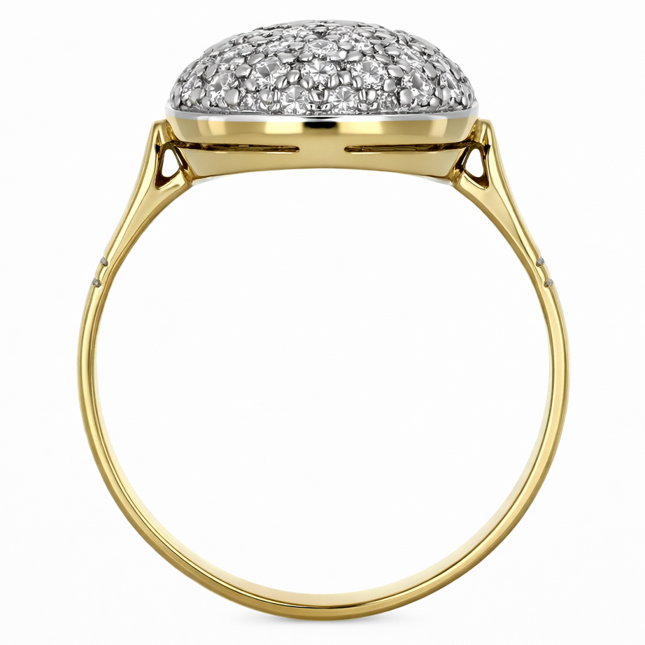 Anello - Oro giallo e argento - Diamanti