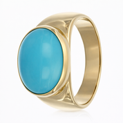 Anello - 18 carati Oro giallo - 7.00ct. tw. Turchese