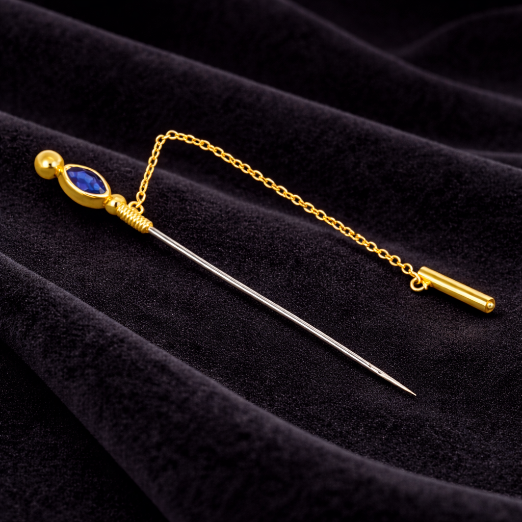 Spilla - 18 carati Oro giallo - 0.20ct. tw. Zaffiro
