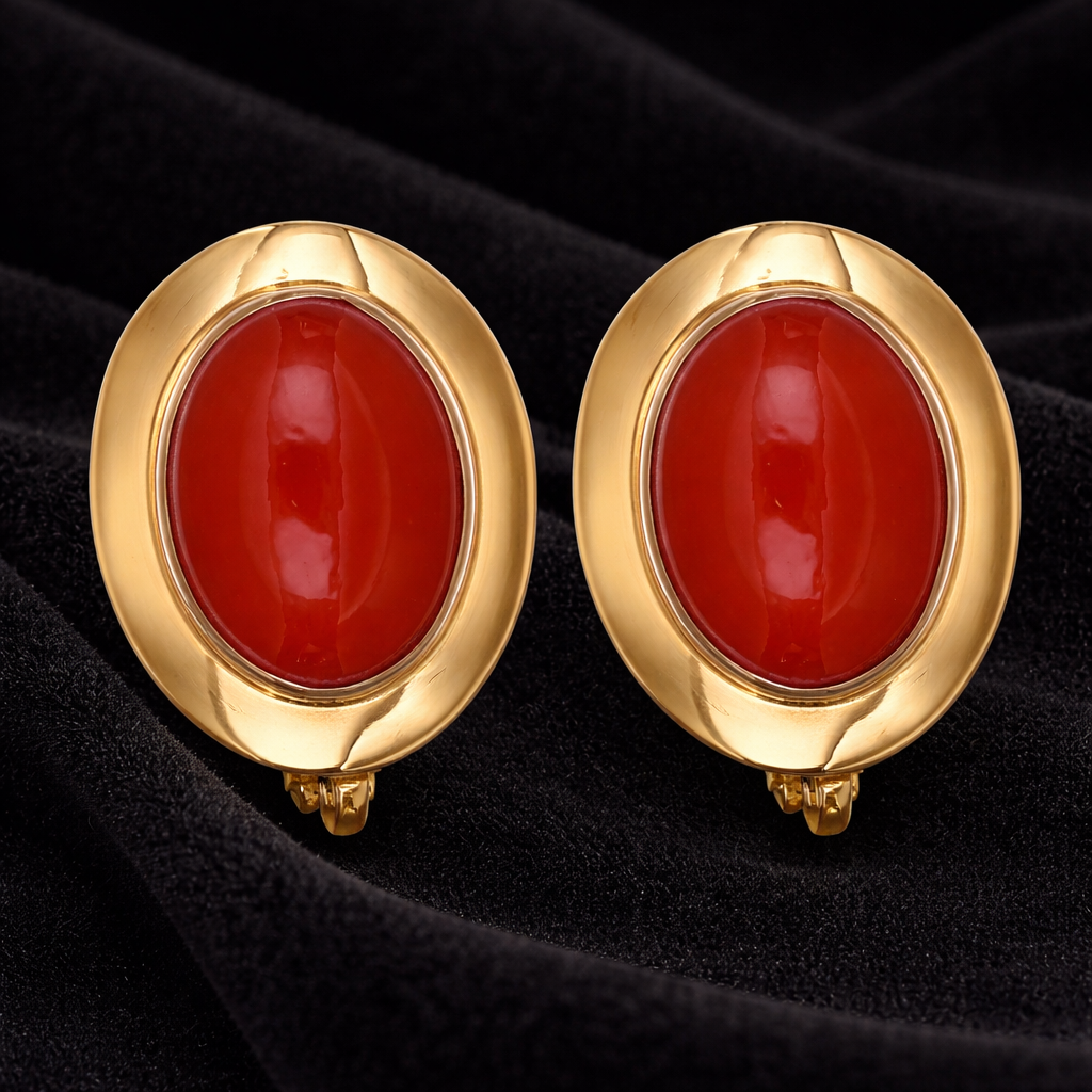 Orecchini - 18 carati Oro giallo Corallo