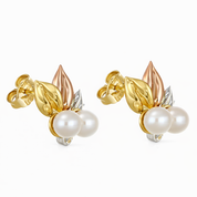 Orecchini - 18 carati Oro bianco, Oro giallo, Oro rosa - 0.04ct. tw. Diamante (Naturale) - Perla