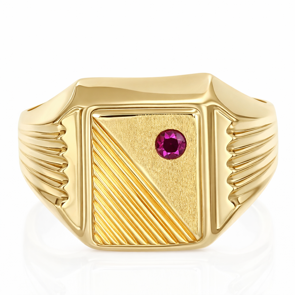 Anello - 18 carati Oro giallo - 0.02ct. tw. Rubino