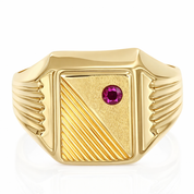 Anello - 18 carati Oro giallo - 0.02ct. tw. Rubino